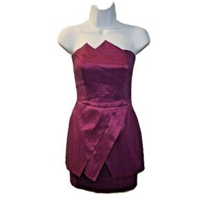 Jessica McClintock 4P Fuchsia Short Cocktail Prom Wedding Guest Dress Poly Blend